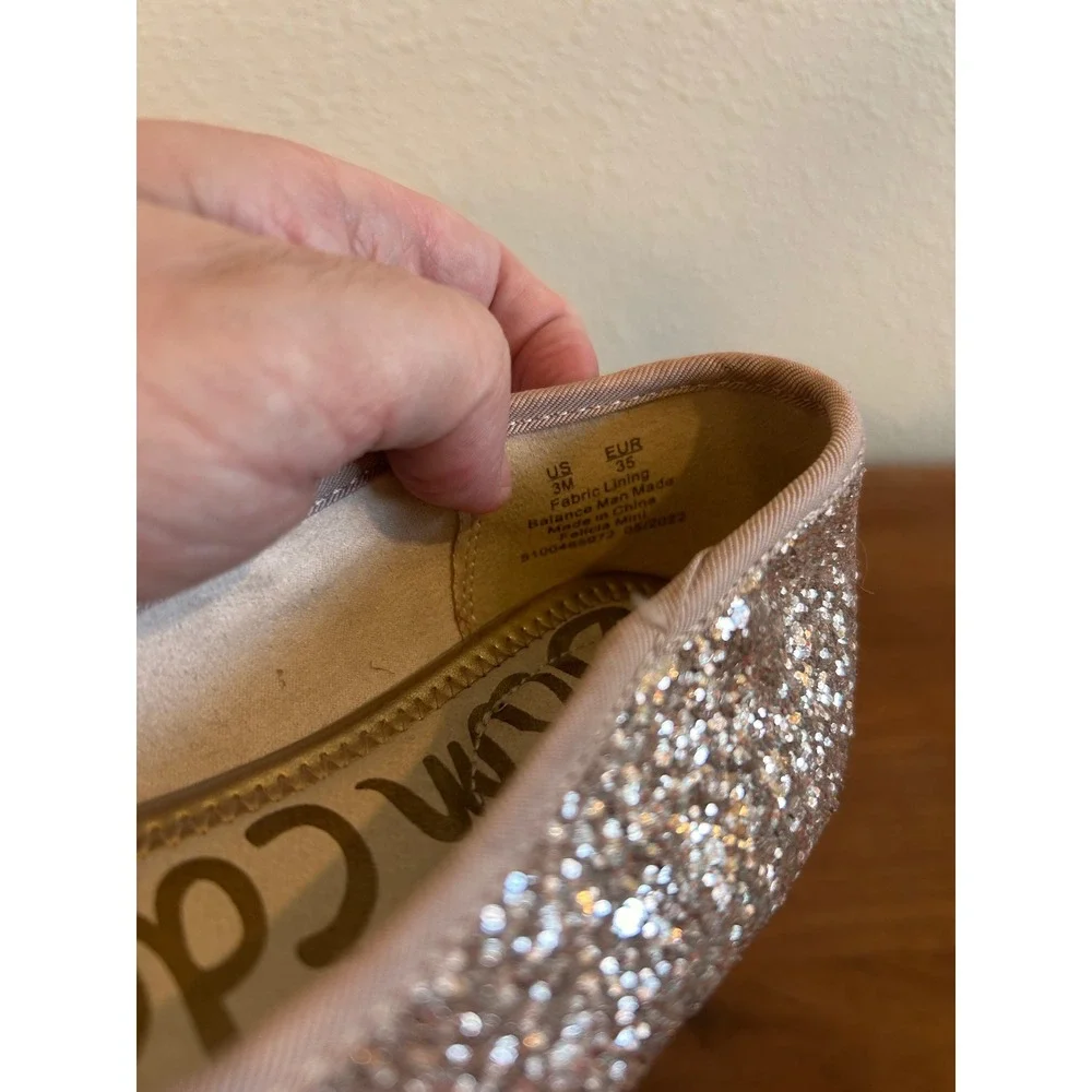 Sam Edelman Felicia Mini Rose Gold Glitter Ballet Flats‎ Girls Size 3M